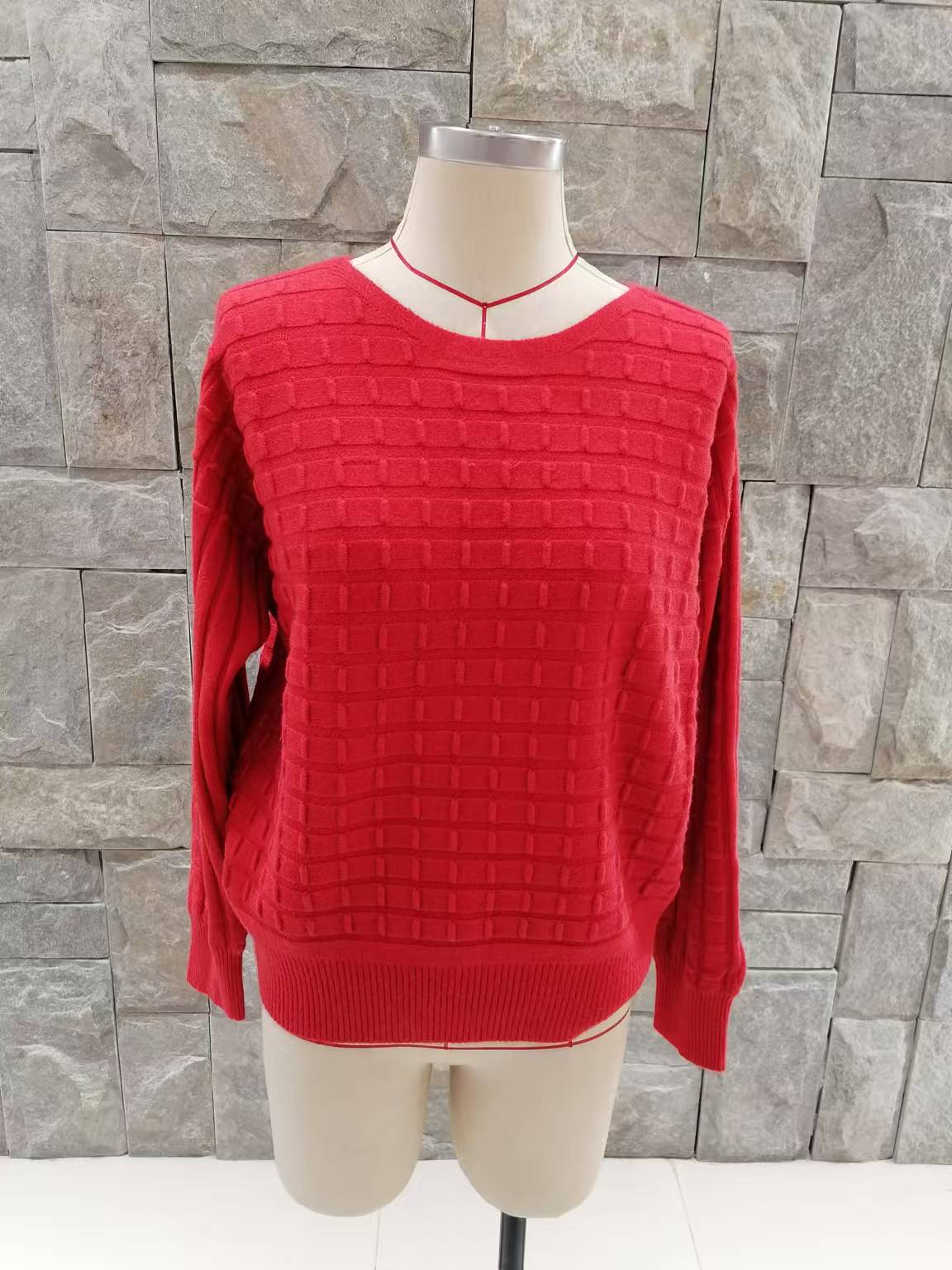 Women Square Shape Knitted Pullover Sweater