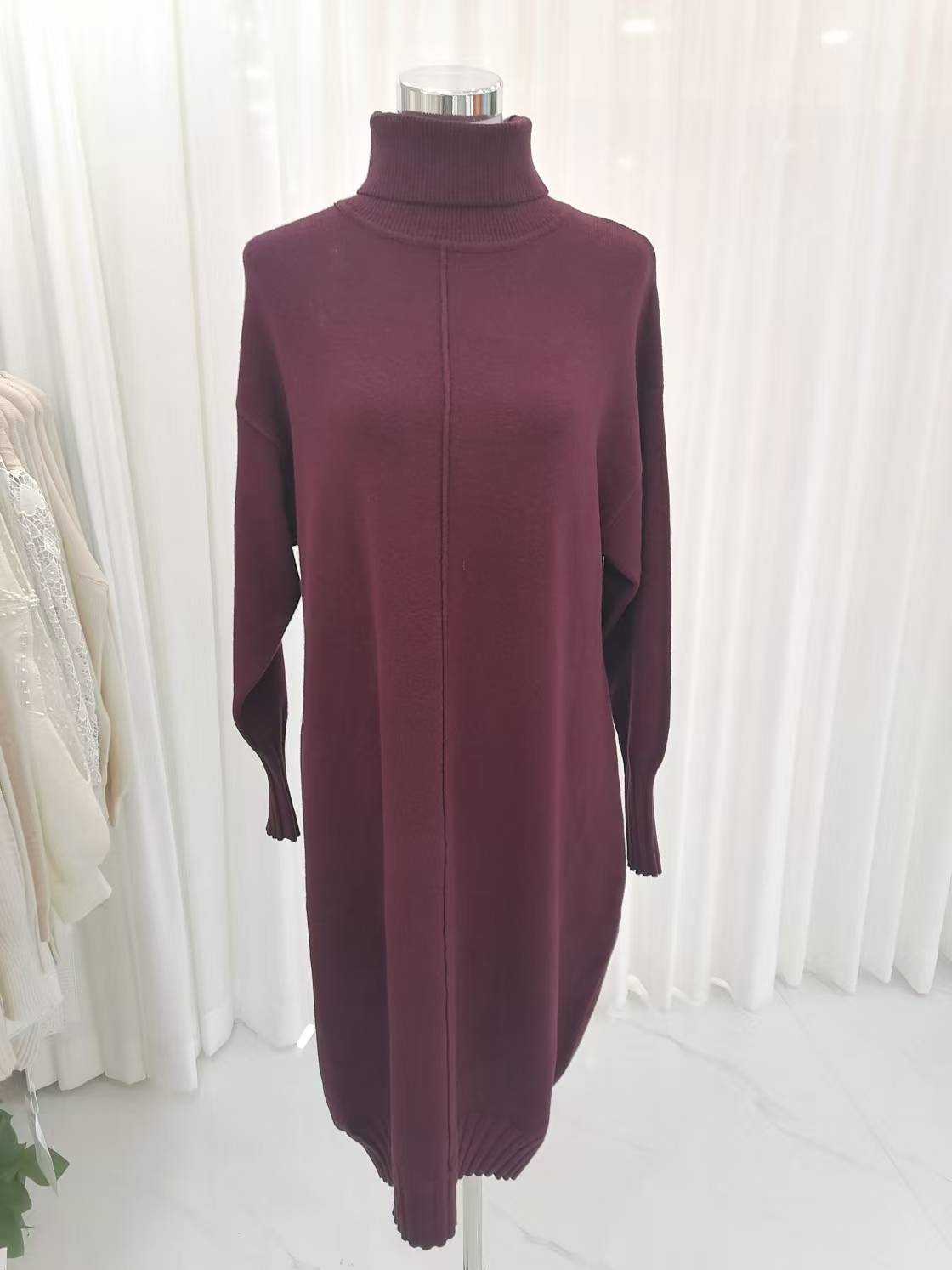Women thick long turtleneck pullover knit sweater